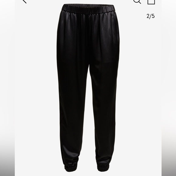 NWT FRAME Satin Pull On Joggers in Black Size L - Picture 3 of 5